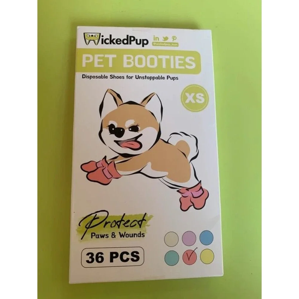 WICKEDPUP Pet Booties for Dogs & Cats, 36ct | Disposable Socks to Prevent Lickin